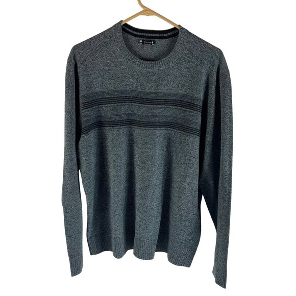 Smartwool Merino Wool Sweater Mens Large Gray Lightweight Long Sleeve Stripe - Picture 2 of 7